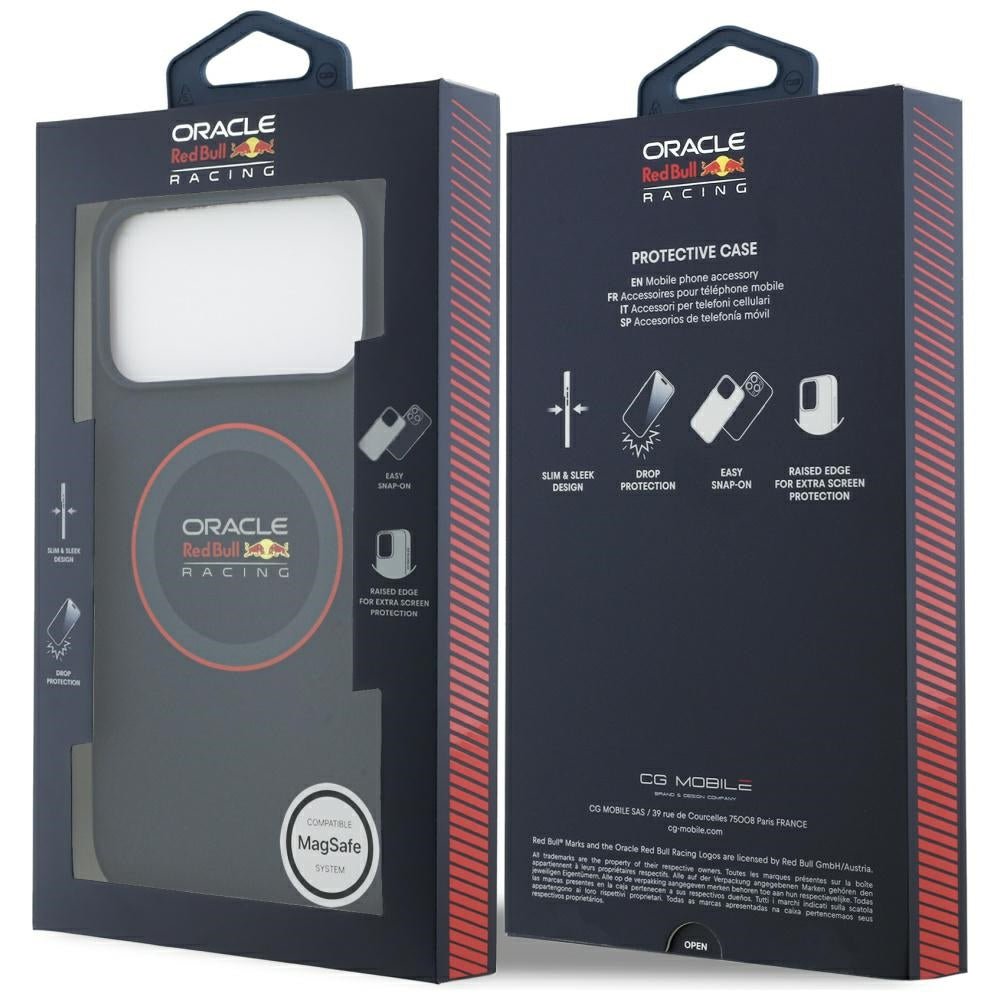 Red Bull iPhone 17 Pro Max - Σκληρή Θήκη με Πλαίσιο Σιλικόνης - Silicone Red Ring MagSafe - Navy Blue