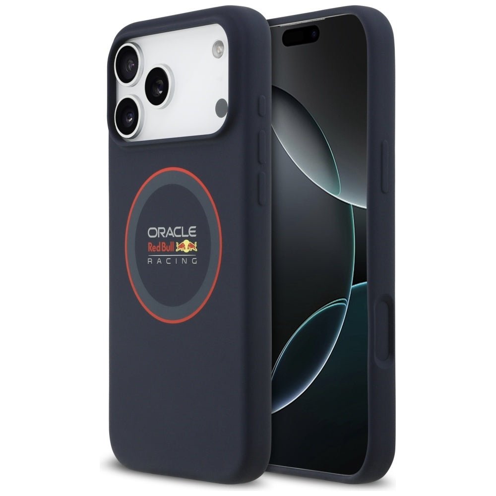 Red Bull iPhone 17 Pro Max - Σκληρή Θήκη με Πλαίσιο Σιλικόνης - Silicone Red Ring MagSafe - Navy Blue