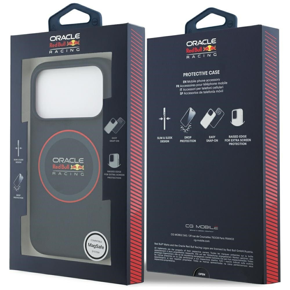 Red Bull iPhone 17 Pro - Σκληρή Θήκη με Πλαίσιο Σιλικόνης - Silicone Red Ring MagSafe - Navy Blue