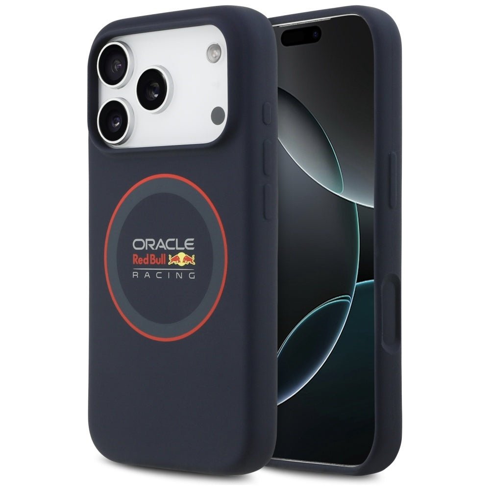 Red Bull iPhone 17 Pro - Σκληρή Θήκη με Πλαίσιο Σιλικόνης - Silicone Red Ring MagSafe - Navy Blue