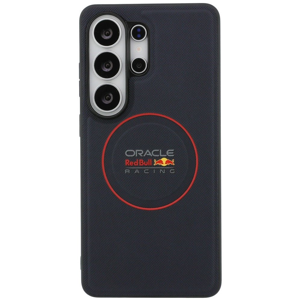Red Bull Samsung Galaxy S26 Ultra - Σκληρή Θήκη με Επένδυση Συνθετικού Δέρματος και Πλαίσιο Σιλικόνης - Meshed Red Ring - Navy Blue