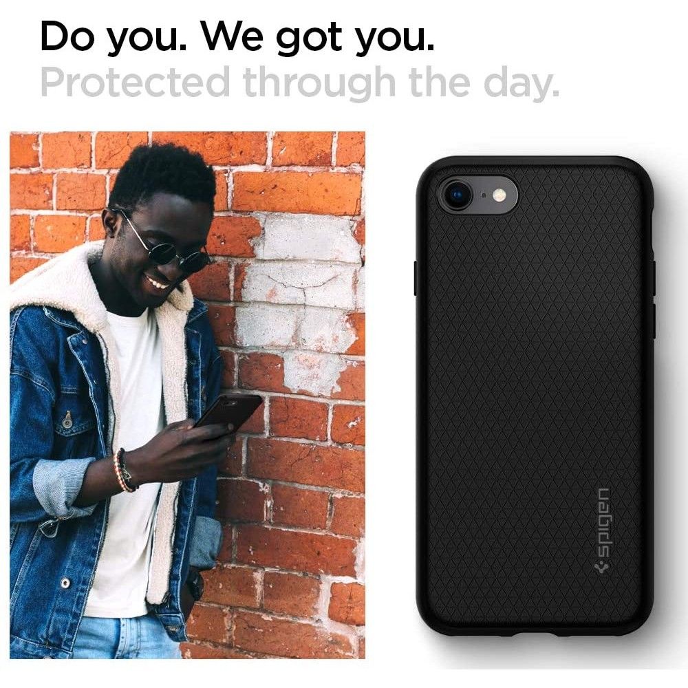 Spigen iPhone SE 2022 / SE 2020 / 7 / 8 Liquid Air Θήκη Σιλικόνης - Matte Black