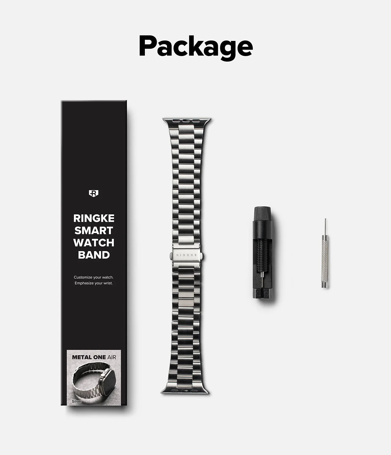 Ringke Λουράκι Apple Watch 8/9/10/11 - SE (1/2/3) - Ultra (1/2/3) – 44/45/46/49mm Από Ανοξείδωτο Ατσάλι - Metal One Air - Silver