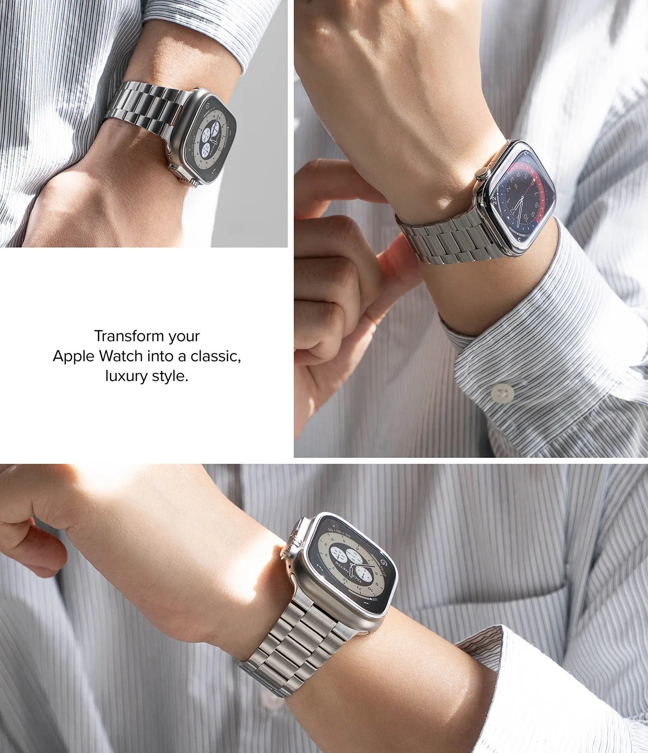 Ringke Λουράκι Apple Watch 8/9/10/11 - SE (1/2/3) - Ultra (1/2/3) – 44/45/46/49mm Από Ανοξείδωτο Ατσάλι - Metal One Air - Silver