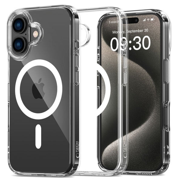 Tech - Protect iPhone 16 Plus Flexair Hybrid MagSafe Σκληρή Θήκη με Πλαίσιο Σιλικόνης και MagSafe - Διάφανη
