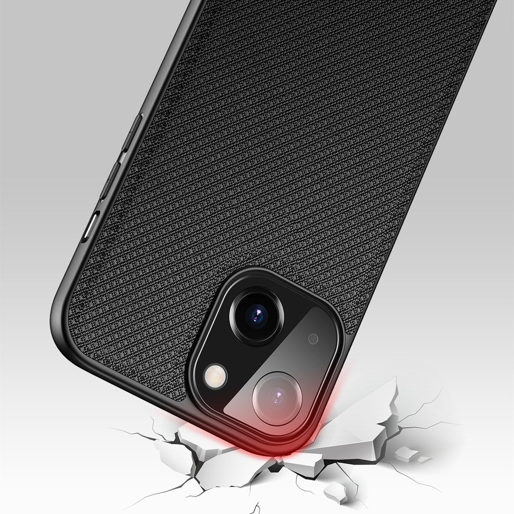 Dux Ducis iPhone 13 Pro Fino Series Σκληρή Θήκη με Πλαίσιο Σιλικόνης και Επένδυση από Ύφασμα - Black