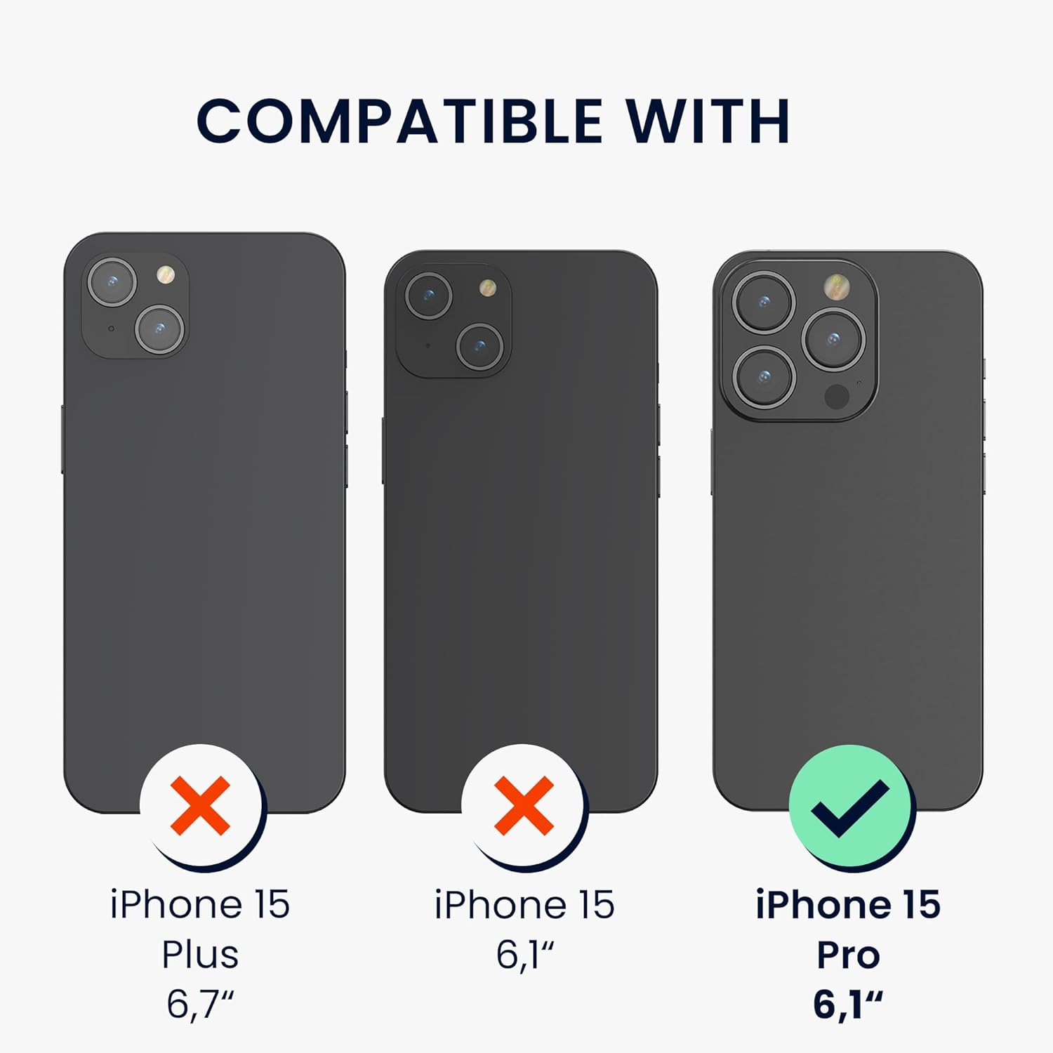 KW iPhone 15 Pro Θήκη Σιλικόνης TPU με Λουράκι - Διάφανη / Black