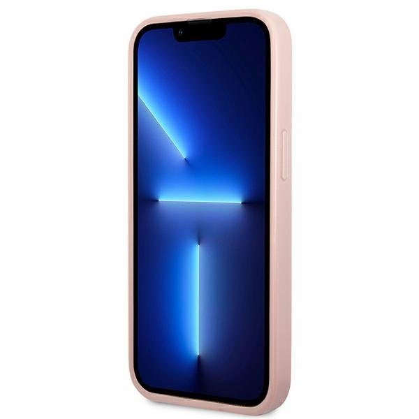 Guess iPhone 14 Pro Glitter Script Σκληρή Θήκη με Πλαίσιο Σιλικόνης - Pink - GUHCP14LHGGSHP