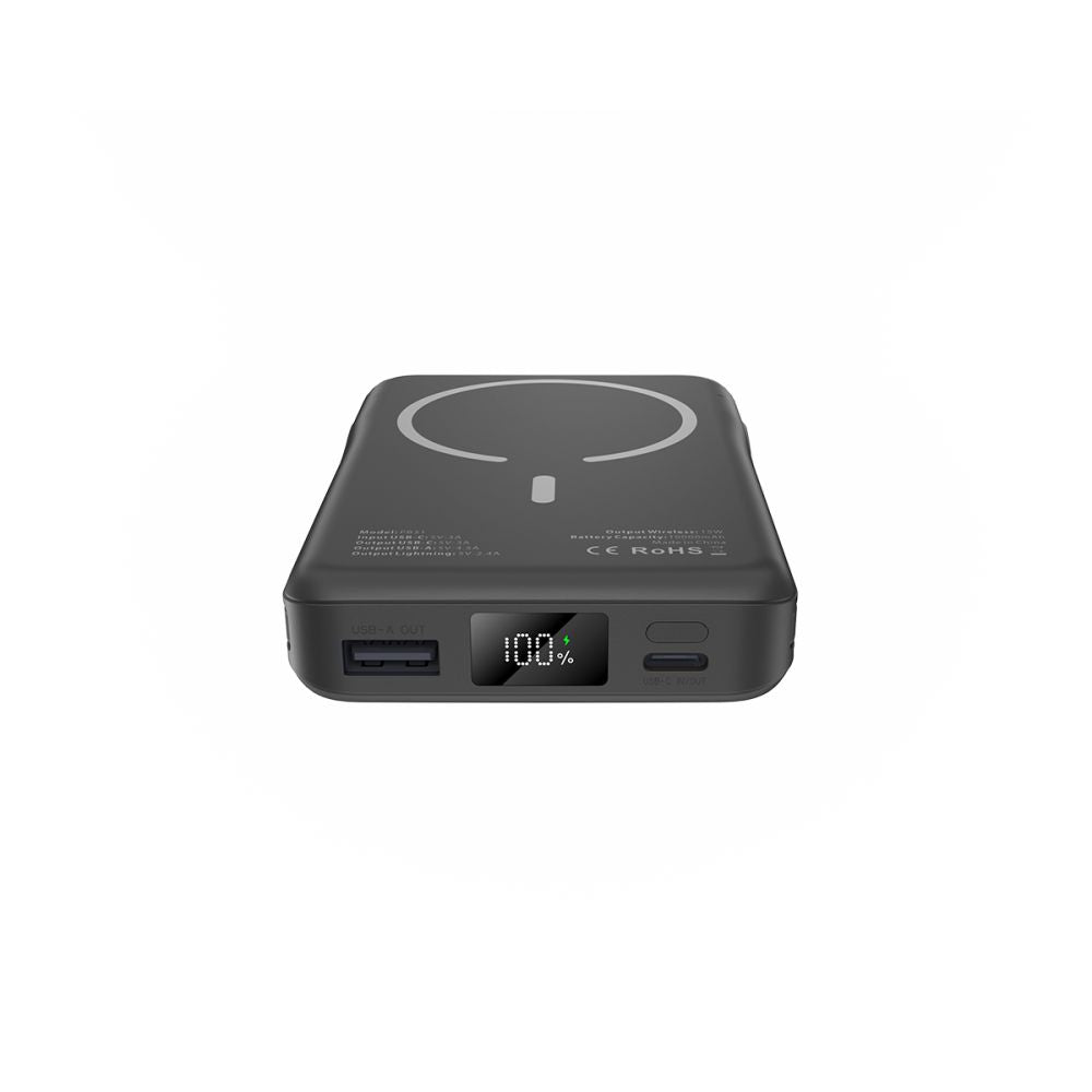 Tech - Protect PB31 Lifemag Ασύρματο MagSafe PowerBank Κινητού 10000 mAh με Ενσωματωμένο Καλώδιο Type - C και Lightning - Black