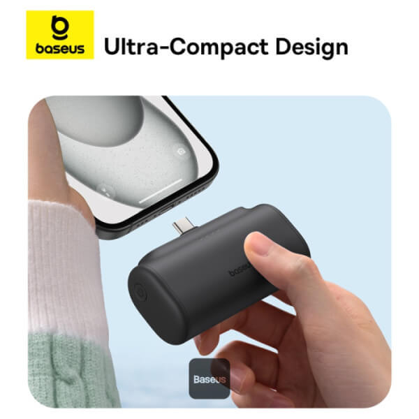 Baseus Compact Series Type - C - PowerBank 5000mAh 20W με Καλώδιο Type - C to Type - C - Black - P10068306113 - 00