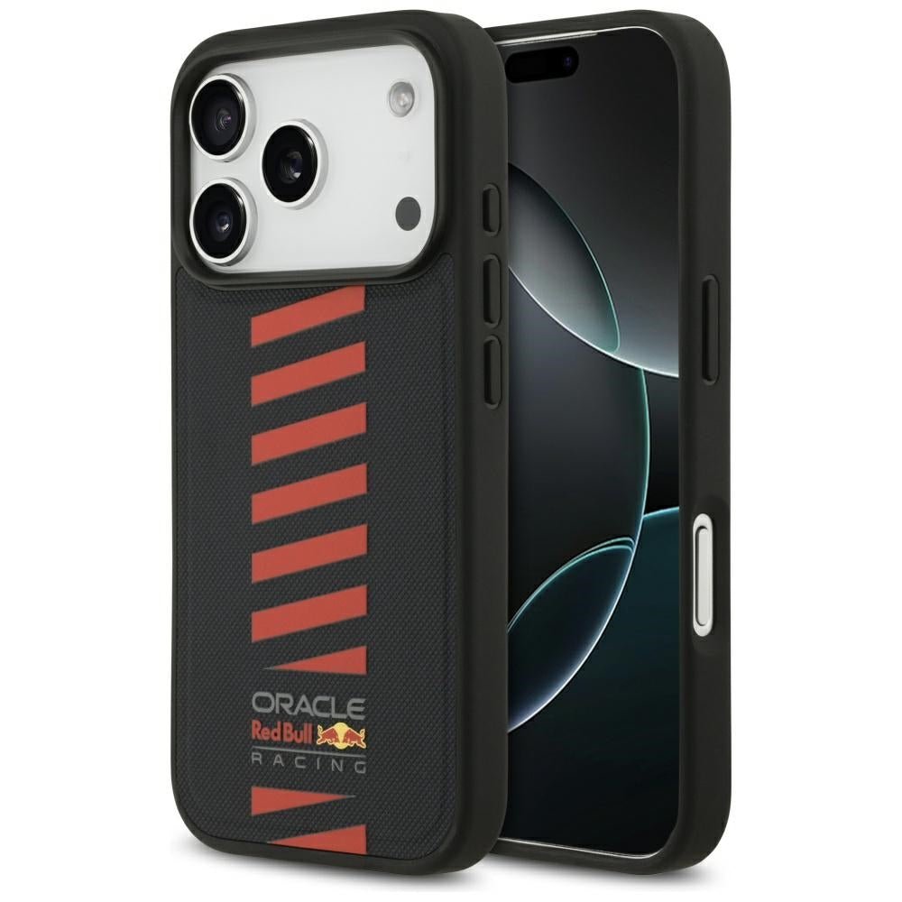Red Bull iPhone 17 Pro - Meshed Powerbar MagSafe - Σκληρή Θήκη με Πλαίσιο Σιλικόνης και Επένδυση από Οικολογικό Δέρμα - Navy Blue - RBHMP17L24PUDSRV