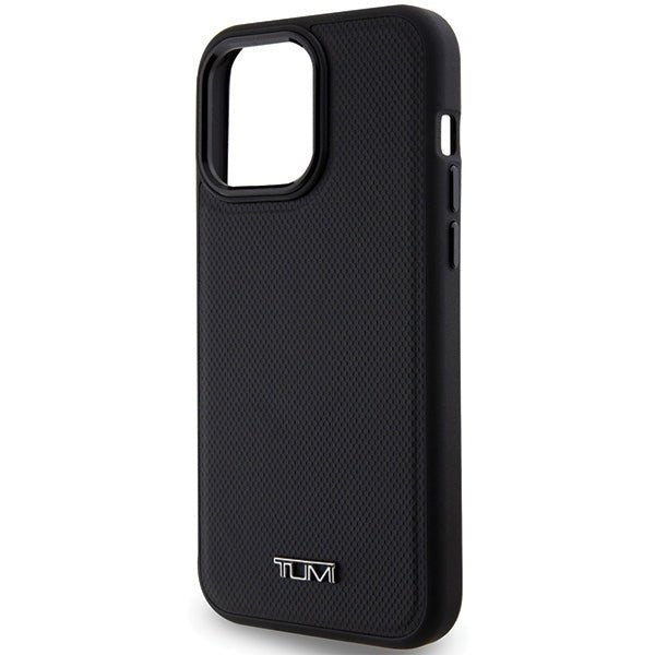 Tumi iPhone 15 Pro Max Leather Ballistic Pattern MagSafe Θήκη από Γνήσιο Δέρμα με MagSafe - Black