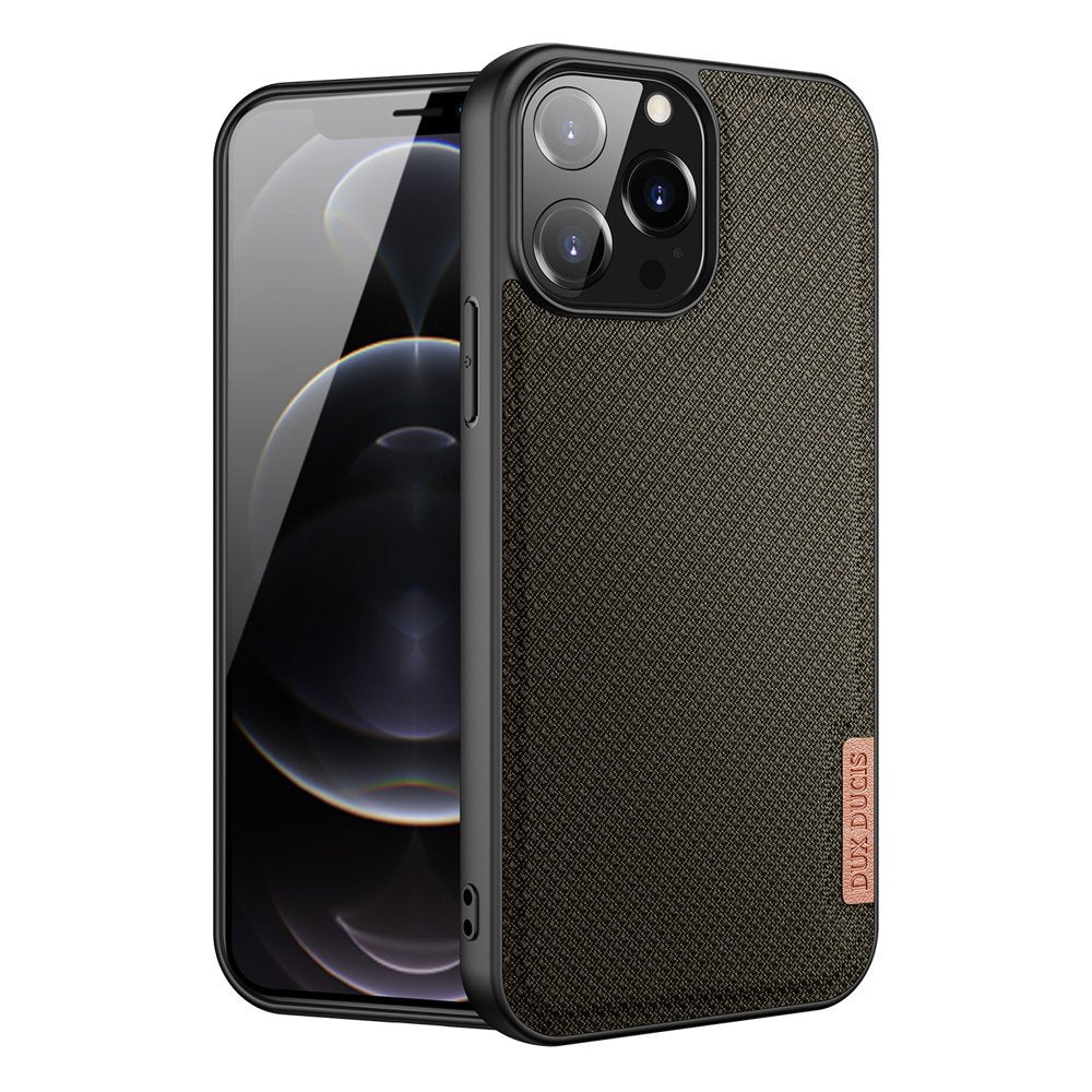 Dux Ducis iPhone 13 Pro Max Fino Series Σκληρή Θήκη με Πλαίσιο Σιλικόνης και Επένδυση από Ύφασμα - Green