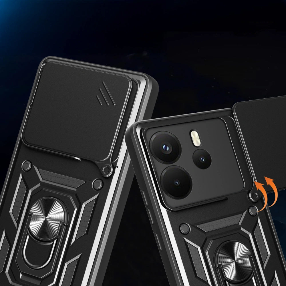 Tech - Protect Xiaomi Redmi Note 14 4G Camshield Pro Σκληρή Θήκη με Πλαίσιο Σιλικόνης και Δαχτυλίδι Συγκράτησης - Black
