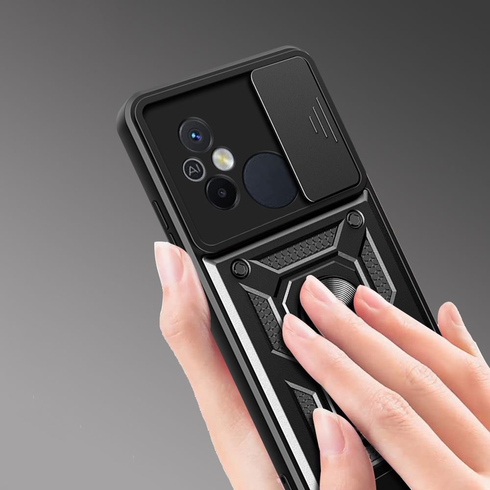 Tech - Protect Xiaomi Redmi 12C Camshield Pro Σκληρή Θήκη με Πλαίσιο Σιλικόνης και Δαχτυλίδι Συγκράτησης - Black