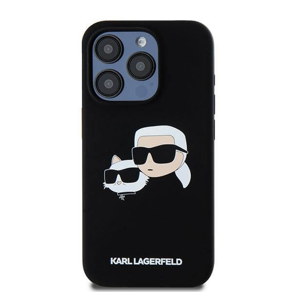 Karl Lagerfeld iPhone 15 Pro Max - Silicone Karl and Choupette - Θήκη Σιλικόνης με MagSafe - Black - KLHMP15XSKCHPPLK