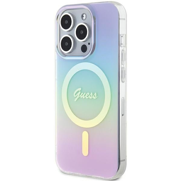 Guess iPhone 15 Pro Max IML Iridescent MagSafe Σκληρή Θήκη με Πλαίσιο Σιλικόνης και MagSafe - Purple - GUHMP15XHITSU