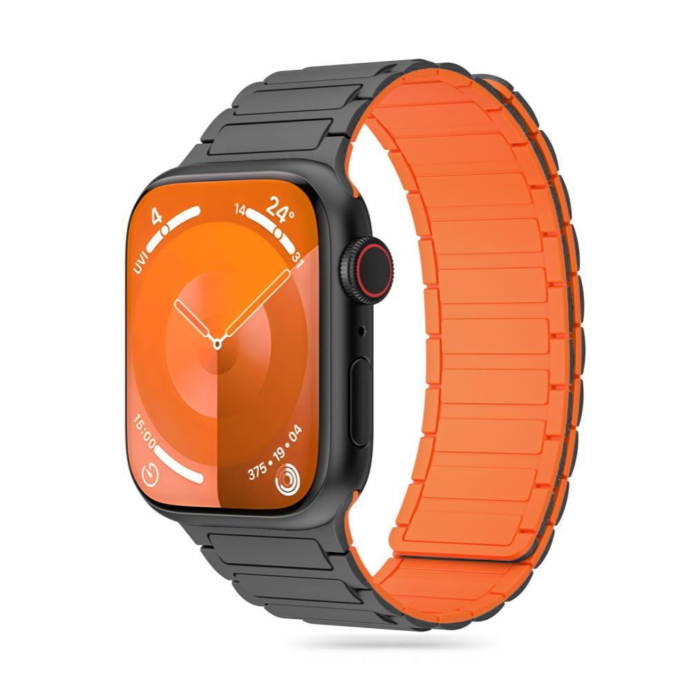 Tech - Protect Λουράκι Apple Watch 4 / 5 / 6 / 7 / 8 / 9 / SE / ULTRA 1 / ULTRA 2 - 42 / 44 / 45 / 49 mm IconBand Magnetic Μαγνητικό Σιλικόνης - Titanium / Orange
