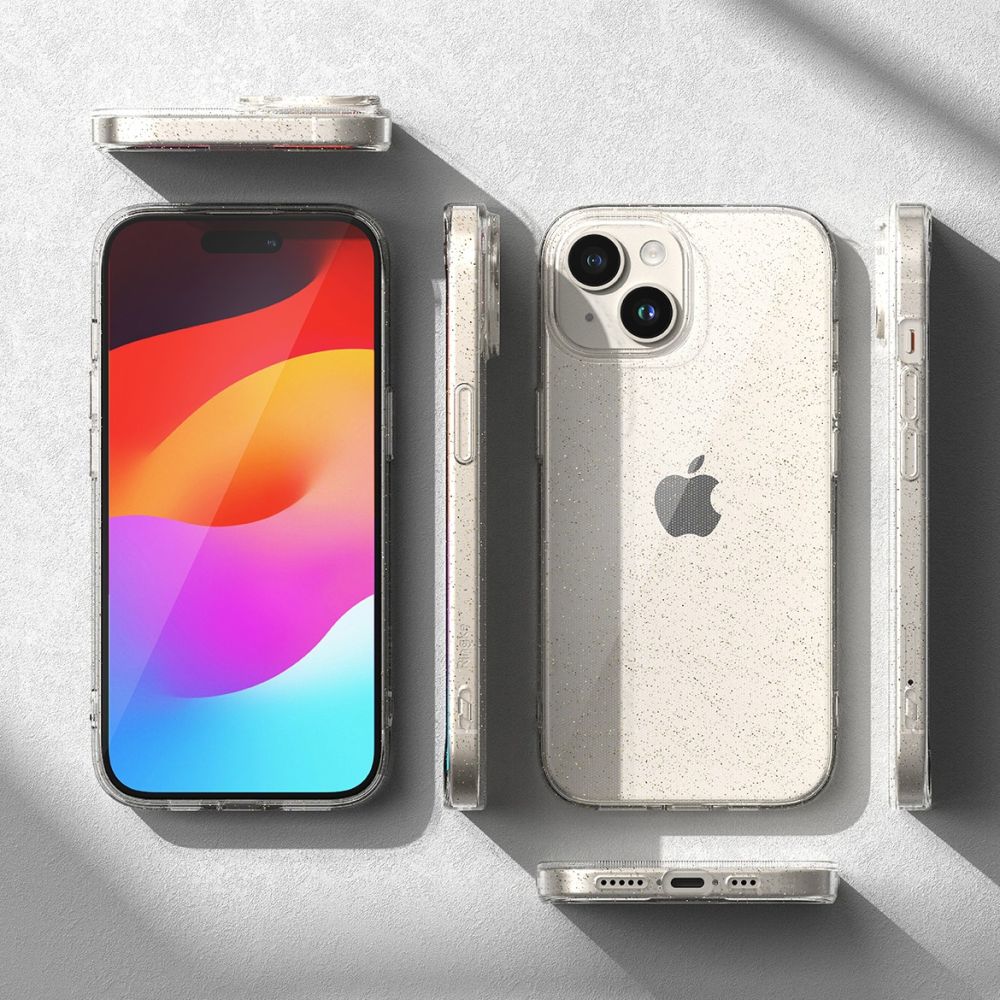Ringke iPhone 15 Air Ultra Thin TPU Case Λεπτή Θήκη Σιλικόνης - Glitter - Διάφανη