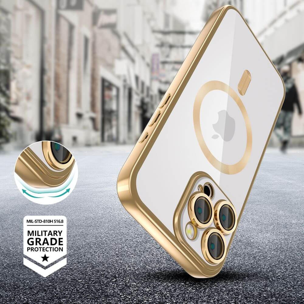 Tech - Protect iPhone 16 Pro MagFlex Θήκη Σιλικόνης TPU με MagSafe - Διάφανη / Shiny Gold