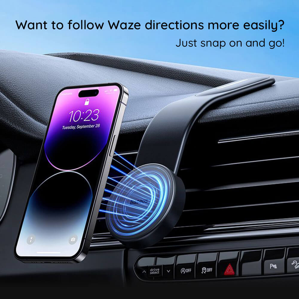 Baseus C02 Pro Μαγνητική Βάση Αυτοκινήτου για το Ταμπλό 15W με Ασύρματη Φόρτιση MagSafe - Black