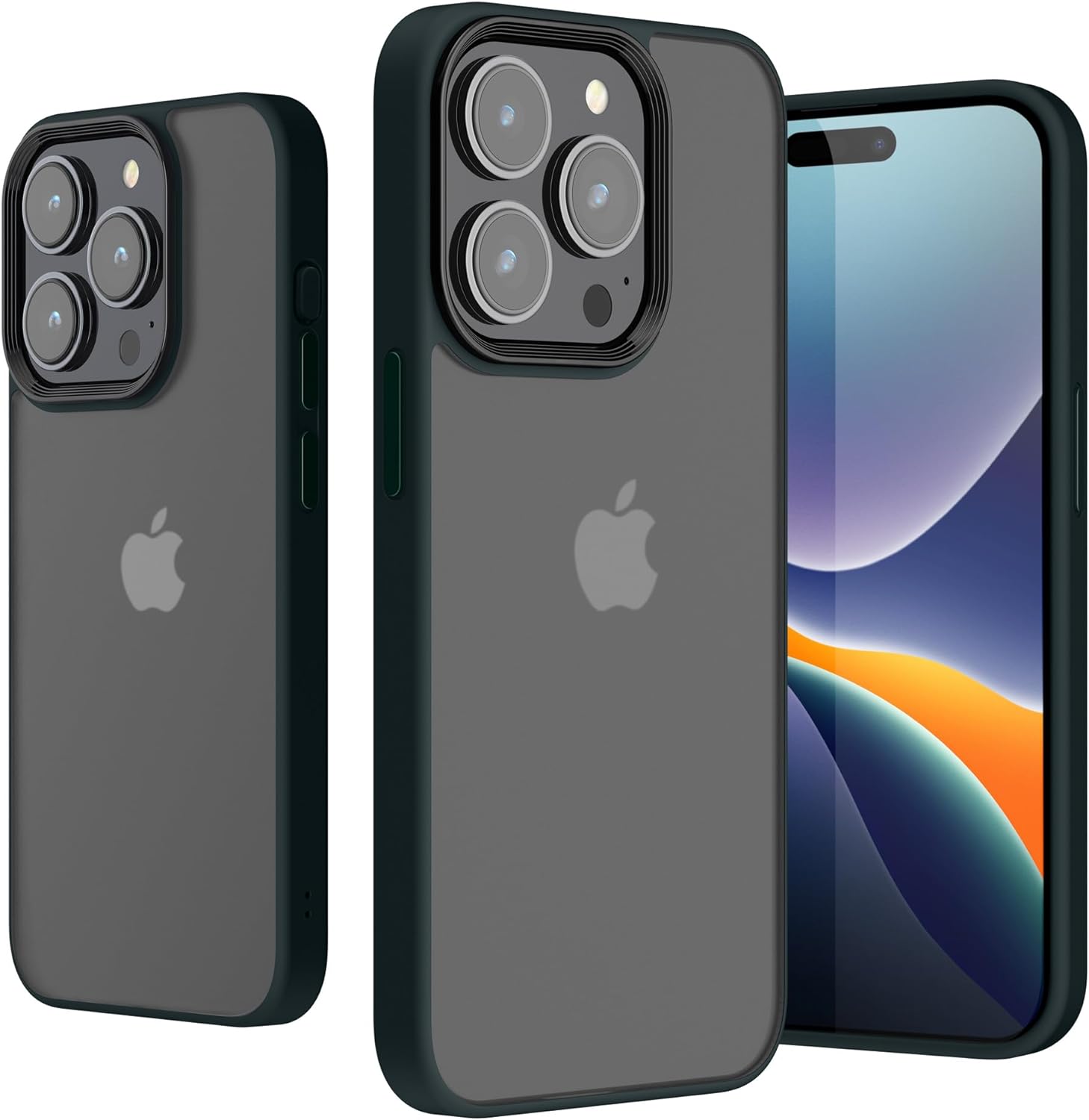 KW iPhone 15 Pro Max Shockproof Σκληρή Θήκη με Πλαίσιο Σιλικόνης - Dark Green / Matte Ημιδιάφανη - 61964.80