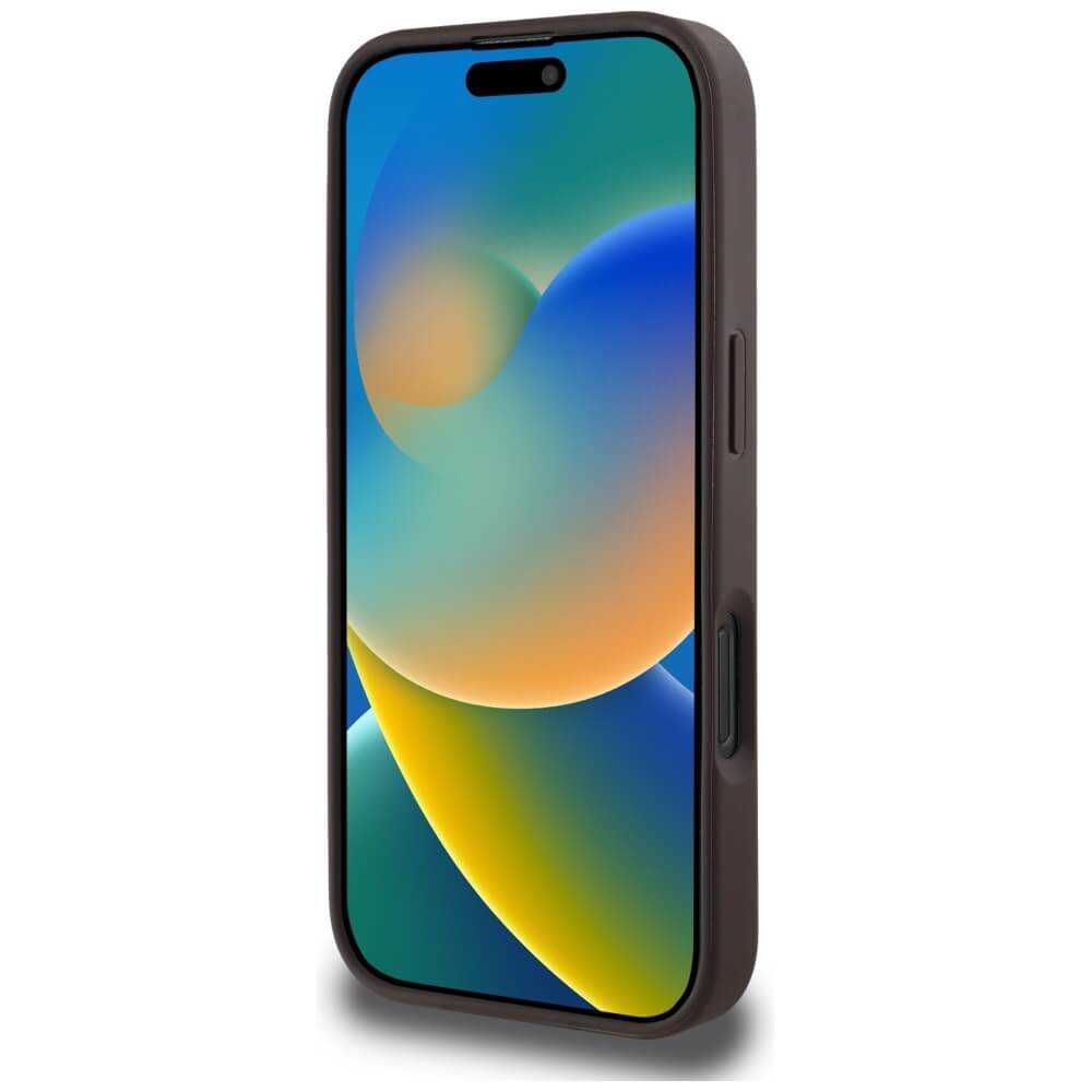 Guess iPhone 16 Pro Max - 4G Circle Classic Logo - MagSafe Θήκη με Επένδυση Συνθετικού Δέρματος - Brown - GUHMP16XP4PGRSGW
