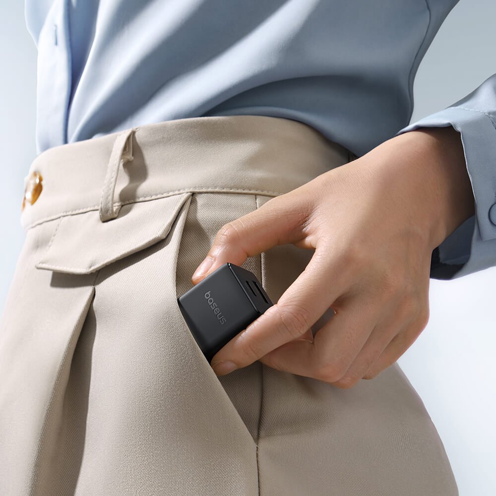 Baseus Palm Οικιακός Φορτιστής Γρήγορης Φόρτισης 20W με 1 Θύρα Type - C και 1 Θύρα USB και Καλώδιο Type - C to Type - C - Cluster Black