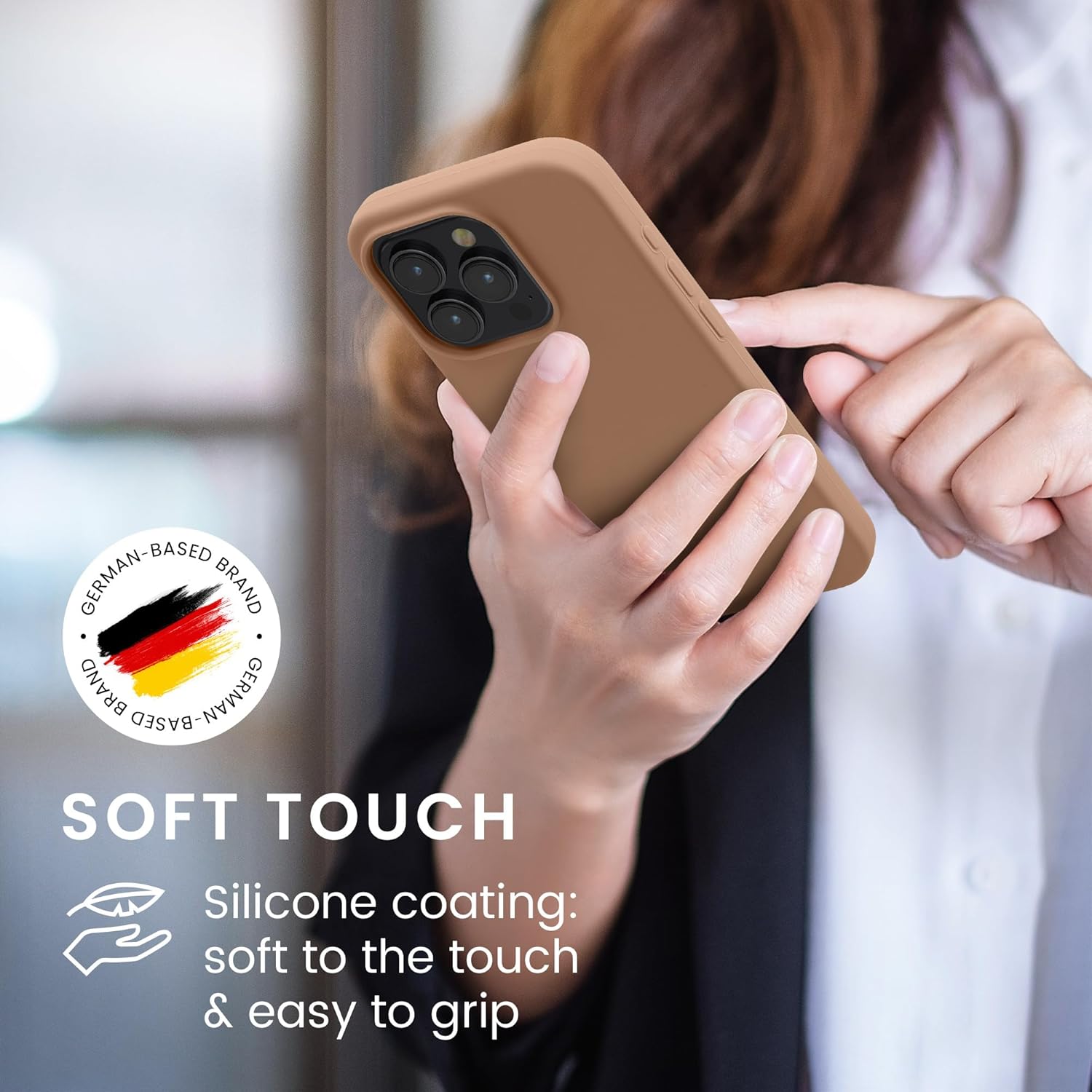 KW iPhone 15 Pro Θήκη Σιλικόνης Rubberized TPU - Cappuccino