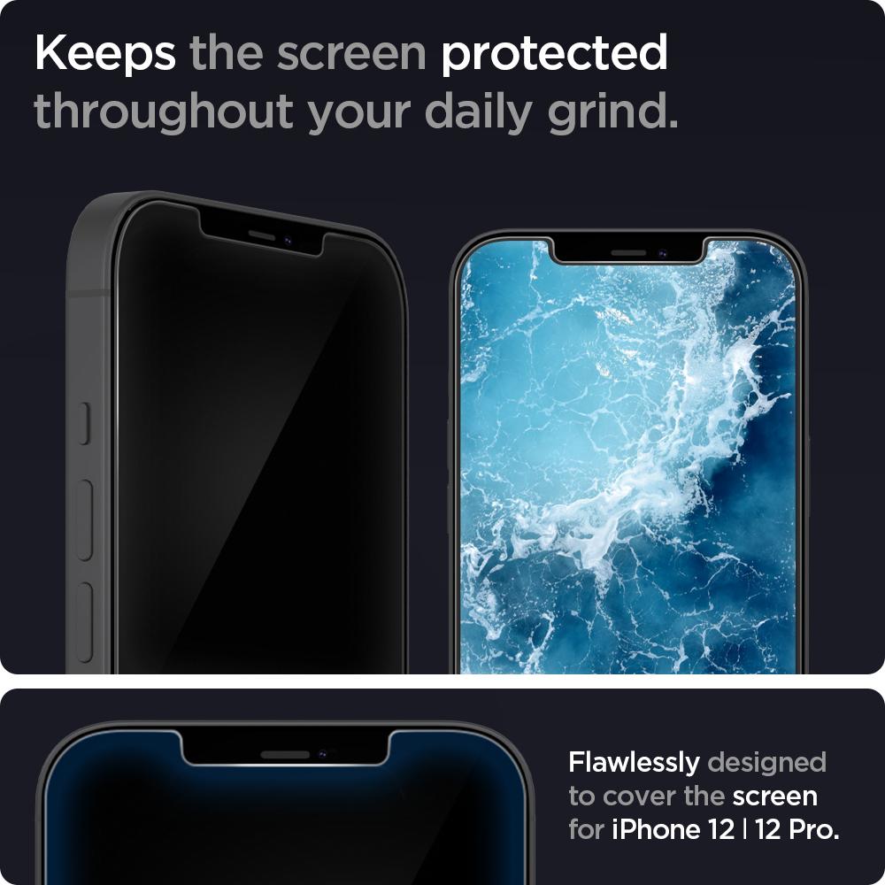 Spigen iPhone 12 / iPhone 12 Pro GLAS.tR Slim HD Case Friendly Full Screen Tempered Glass Αντιχαρακτικό Γυαλί Οθόνης 9H - Clear - AGL01511
