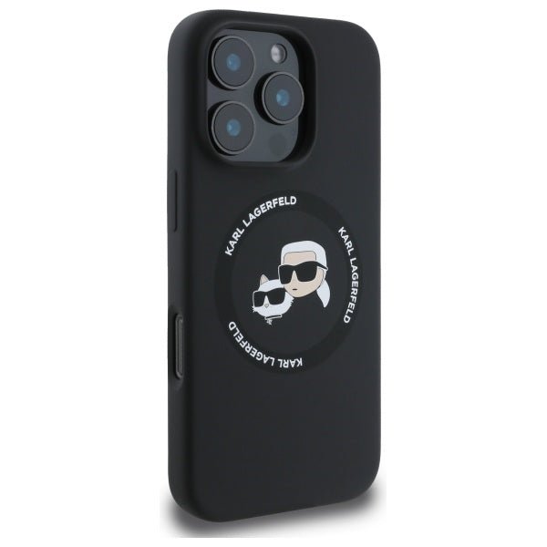 Karl Lagerfeld iPhone 16 Pro Max - Silicone Karl and Choupette Heads - Θήκη Σιλικόνης με MagSafe - Black - KLHMP16XSKCHTCK