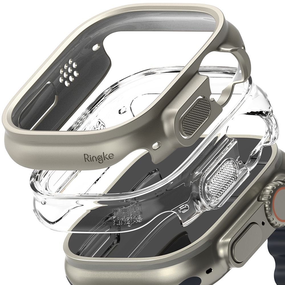 Ringke Θήκη Apple Watch Ultra (1/2/3) - 49mm Slim - 2 Τεμάχια - Διάφανο - Titanium Grey
