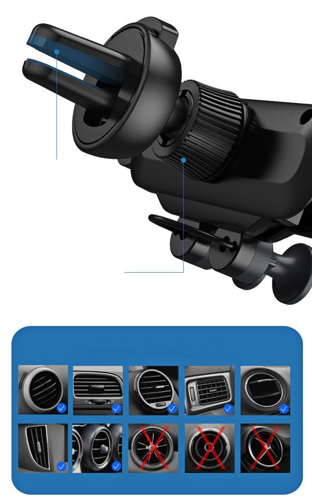 Wozinsky WCH - 01 Gravity Air Vent Mobile Holder - Universal Βάση Αυτοκινήτου Αεραγωγού - Black