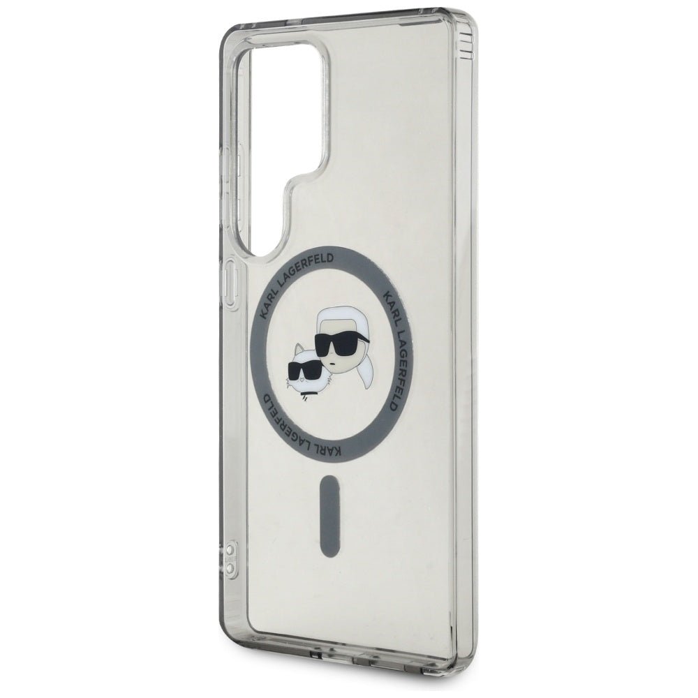 Karl Lagerfeld Samsung Galaxy S25 Ultra - Button Karl and Choupette Heads Printed Logo - MagSafe Σκληρή Θήκη με Πλαίσιο Σιλικόνης - Black - KLHMS25LHLSKCK