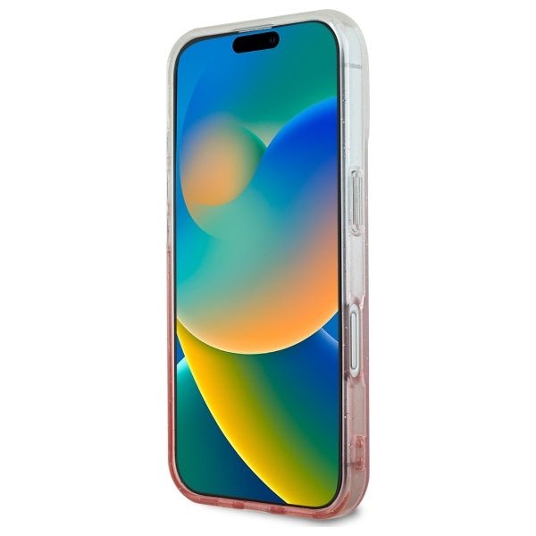 Guess iPhone 16 Plus - IML Glitter Gradient - MagSafe Σκληρή Θήκη με Πλαίσιο Σιλικόνης - Pink - GUHMP16MHGRCELP