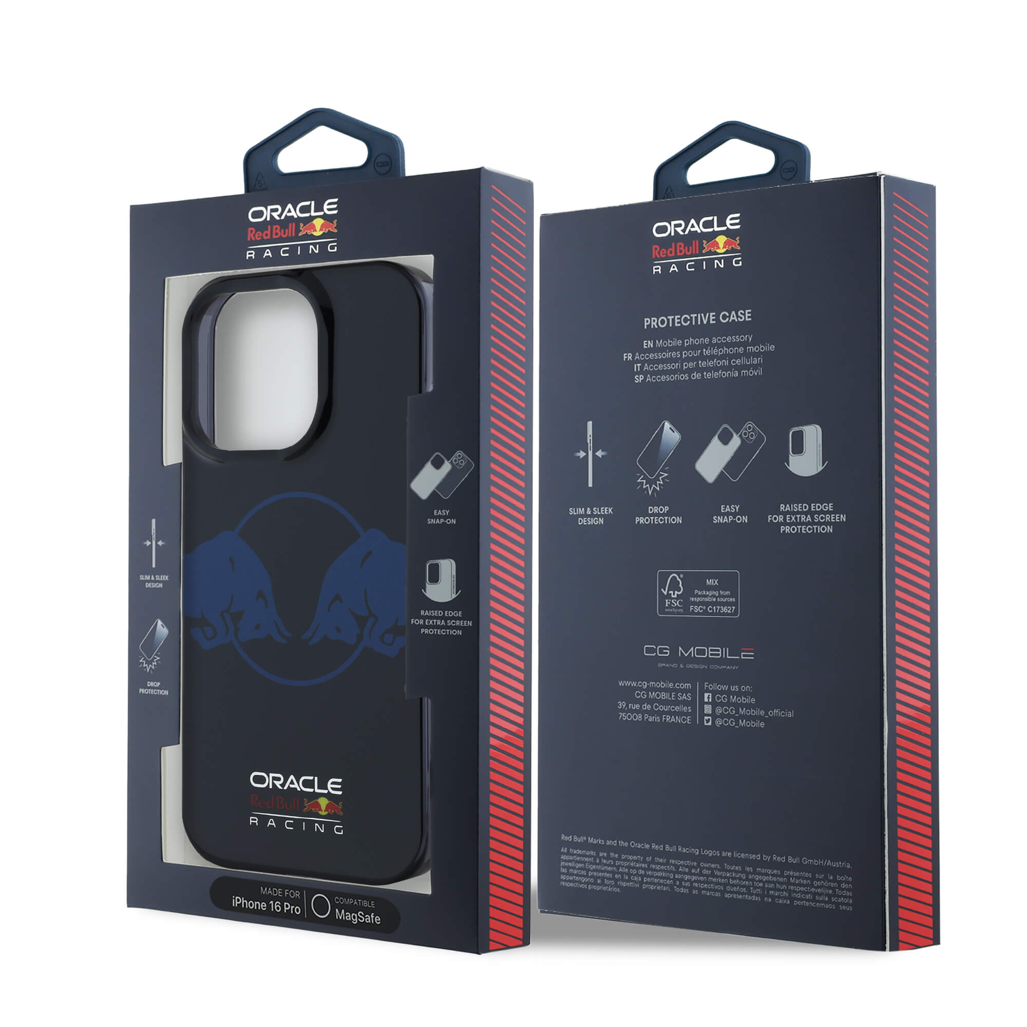 Red Bull iPhone 16 Pro - IML Two Bulls - MagSafe Σκληρή Θήκη με Πλαίσιο Σιλικόνης - Navy - RBHMP16L24HIDBV