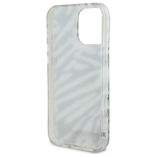Karl Lagerfeld iPhone 16 Pro - IML Zebra Pattern and Cord - Σκληρή Θήκη με Πλαίσιο Σιλικόνης και Λουράκι - Black - KLHCP16LHZBPKCCK