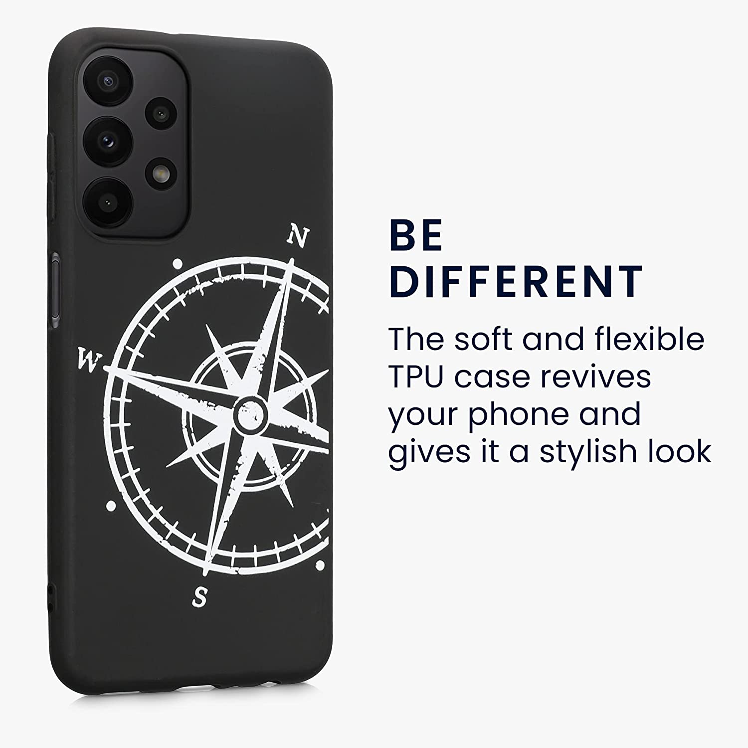 KW Samsung Galaxy A23 5G Θήκη Σιλικόνης Design Vintage Compass - Black / White - 58242.04