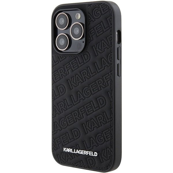 Karl Lagerfeld iPhone 15 Pro Max - Quilted K Pattern Θήκη με Επένδυση Συνθετικού Δέρματος - Black - KLHCP15XPQKPMK