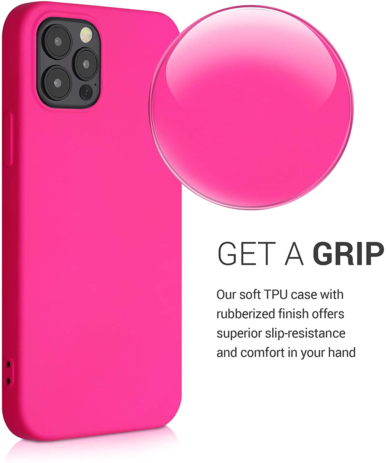 KW iPhone 12 / iPhone 12 Pro Θήκη Σιλικόνης Rubberized TPU - Neon Pink - 53844.77