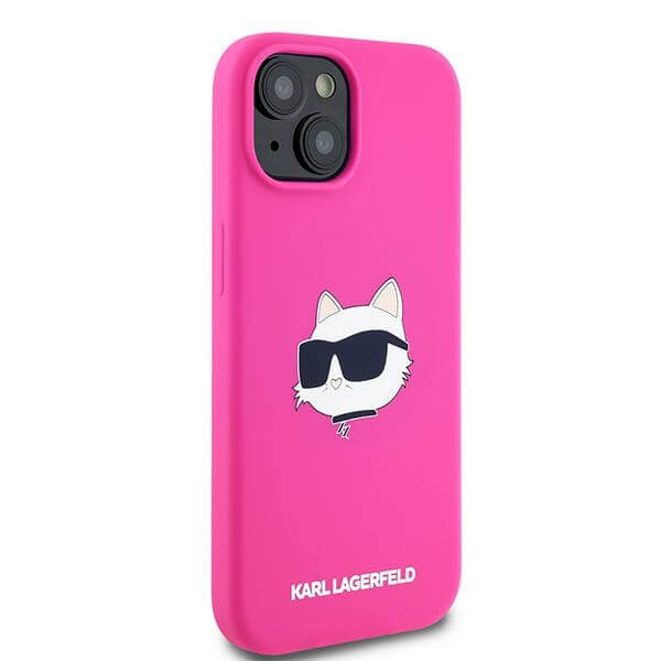 Karl Lagerfeld iPhone 14 Plus / 15 Plus - Silicone Choupette Head Print - MagSafe Θήκη Σιλικόνης - Fuschia - KLHMP15MSCHPPLF