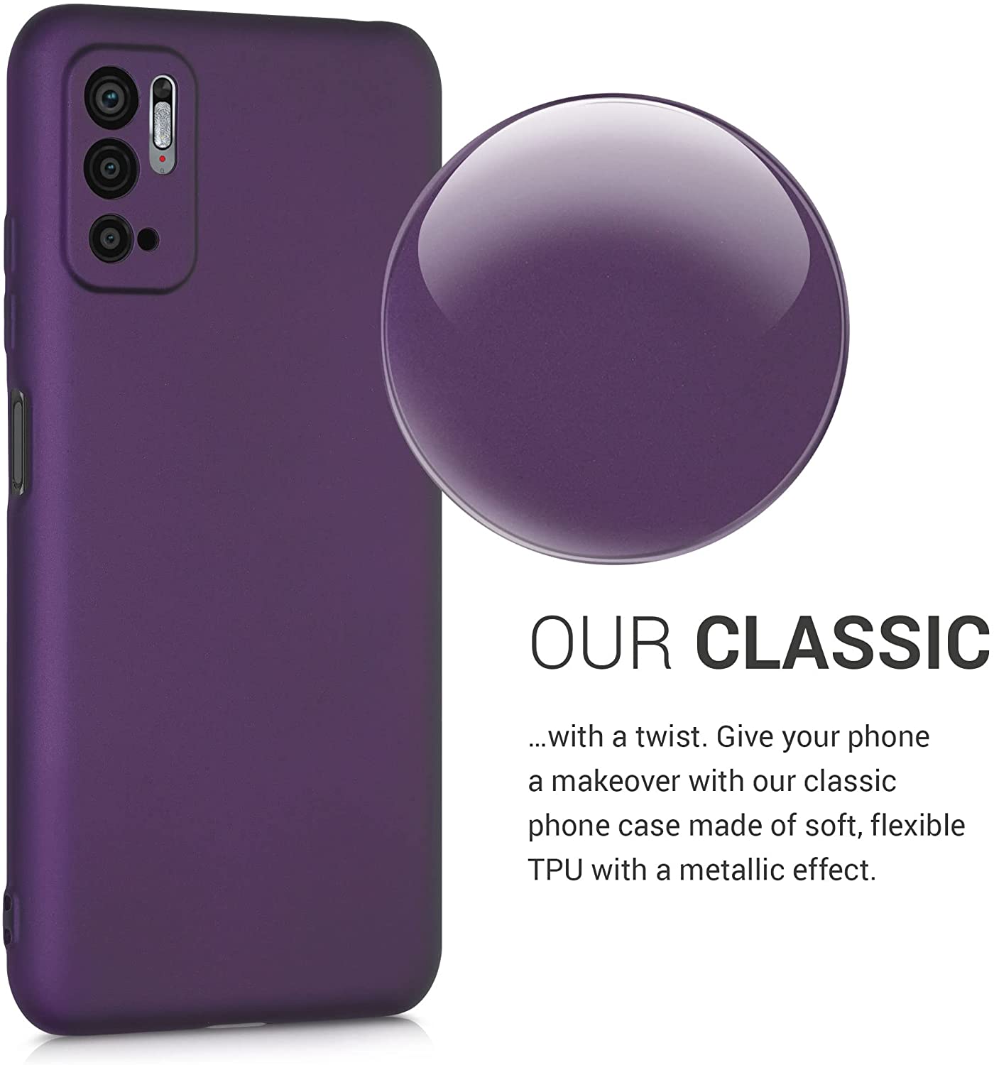KW Xiaomi Redmi Note 10 5G / Poco M3 Pro 5G Θήκη Σιλικόνης TPU - Metallic Blackberry - 54949.115