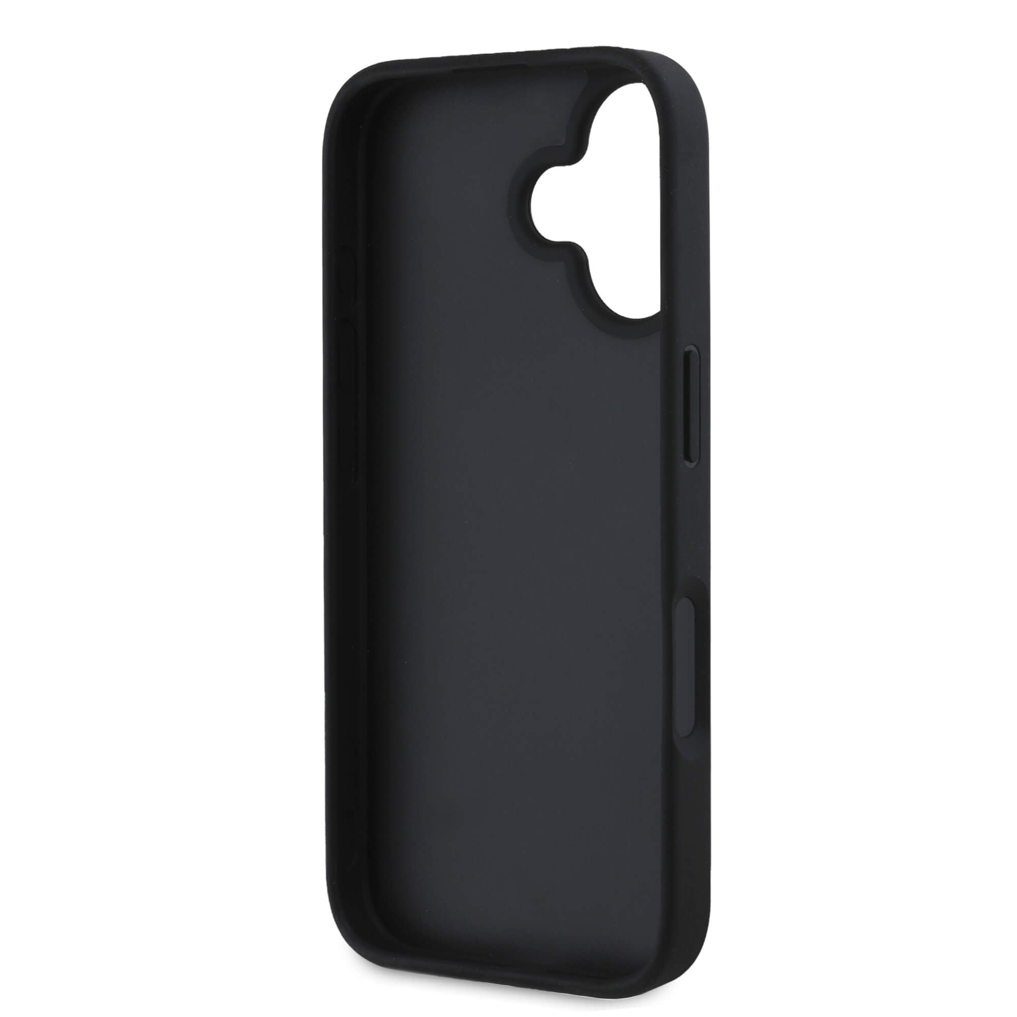 Guess iPhone 16 - Grained Big 4G Logo Small Classic Logo - Σκληρή Θήκη με Επένδυση από Οικολογικό Δέρμα - Black - GUHCP16SPGT4MBK