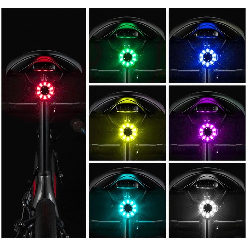 RockBros Q1 Επαναφορτιζόμενο Πίσω Φως Ποδηλάτου LED με 7 Χρώματα - Black