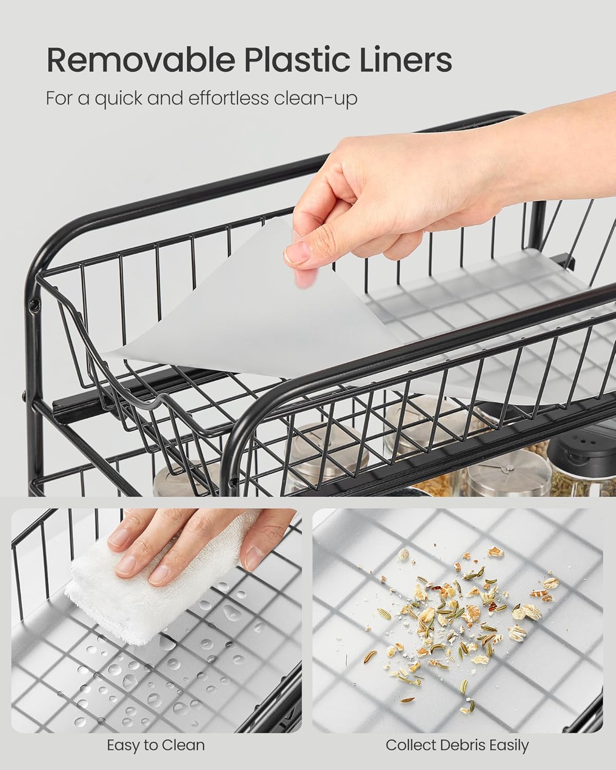 Songmics Μεταλλικό Ράφι Κουζίνας 2 Επιπέδων - Ink Black - KCS017B01V1