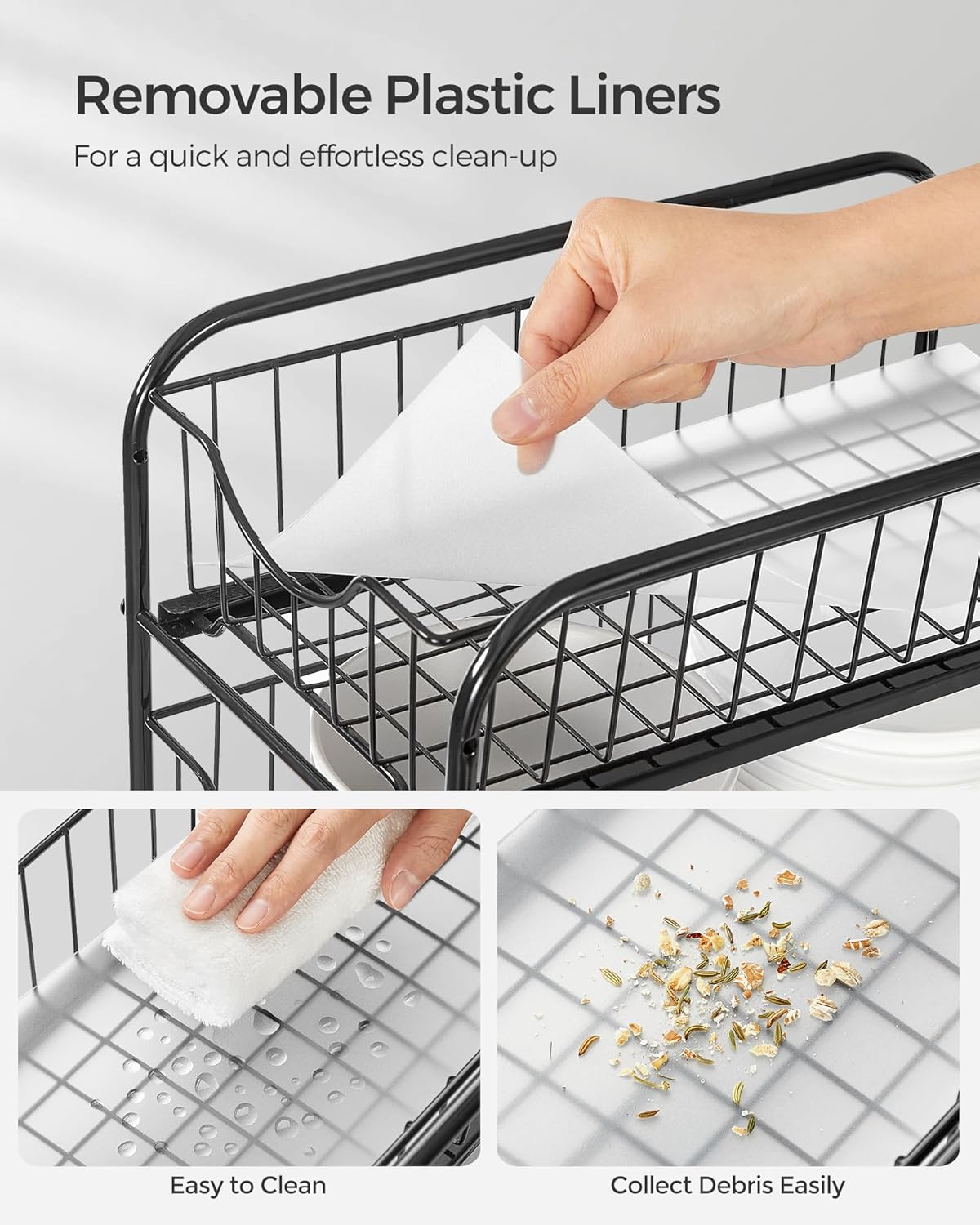 Songmics Μεταλλικό Ράφι Κουζίνας 2 Επιπέδων - Ink Black - KCS017B01V1