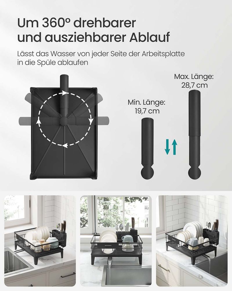 Songmics Στεγνωτήριο Πιάτων και Μαχαιροπίρουνων - Ink Black - KCS550B01