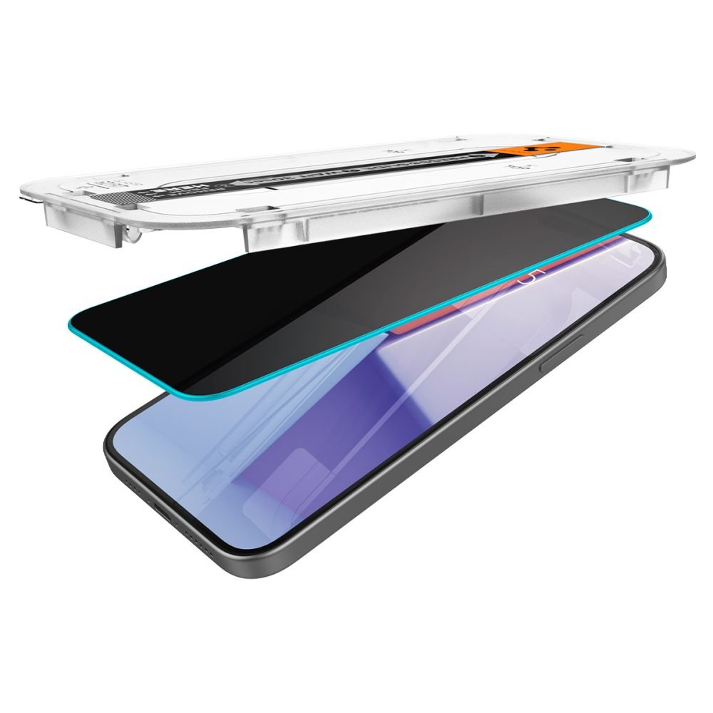 Spigen iPhone 15 Glas.TR Privacy EZ Fit 2.5D 9H Αντιχαρακτικό Γυαλί Οθόνης - Clear / Black - AGL07121
