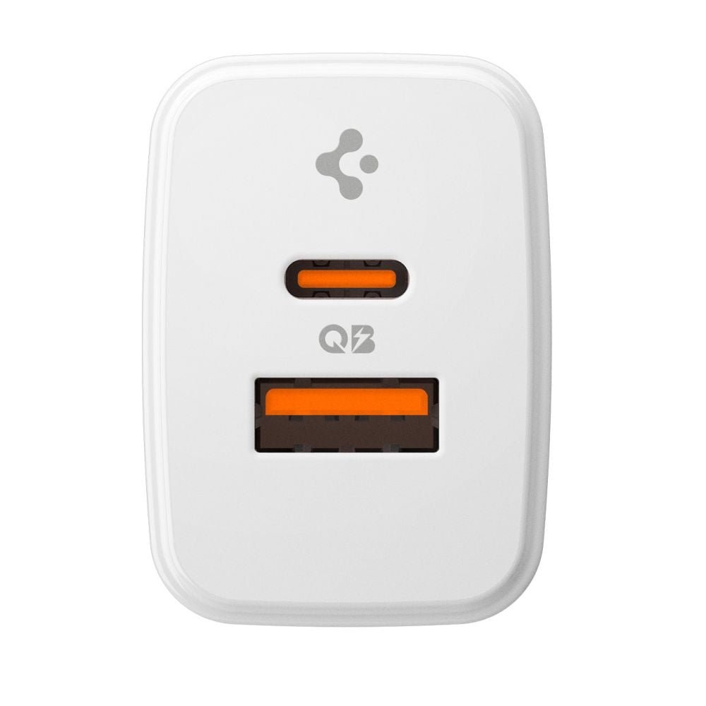 Spigen 20W Οικιακός Φορτιστής Γρήγορης Φόρτισης με 1 Θύρα Type - C και 1 Θύρα USB - Essential EE202EU - White