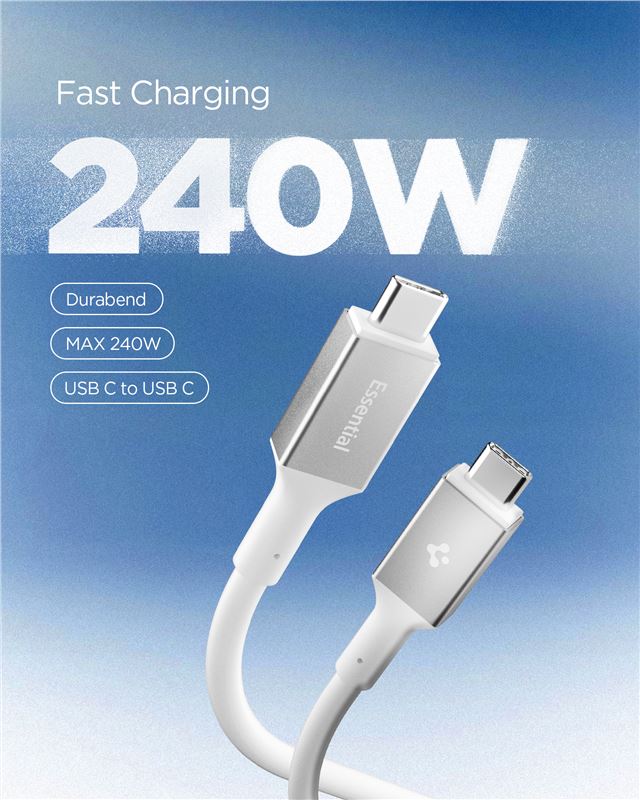 Spigen - Καλώδιο Γρήγορης Φόρτισης 240W Type - C to Type - C - 120 cm - EB24012CC Essential - White